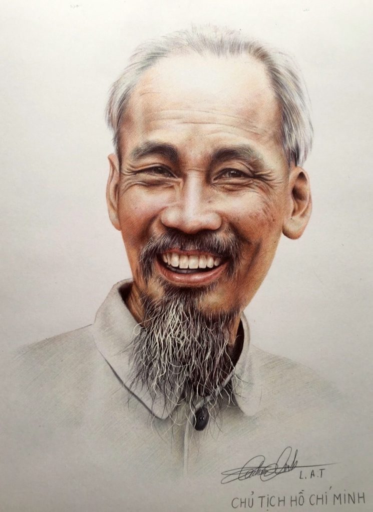 Tranh vẽ Chủ tịch Hồ Chí Minh của hoạ sĩ Lê Thắng