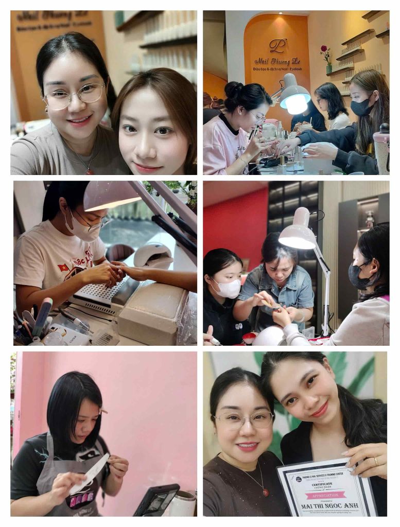 Trong vai trò người thầy, Nail artist Phương Lê luôn tận tâm uốn nắn từng đường cọ và truyền đạt tư duy làm nghề cho học viên