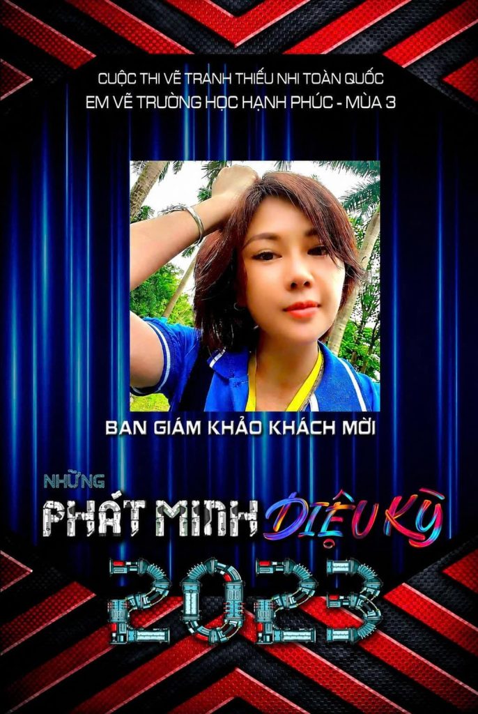 Chuyên gia giáo dục sáng tạo Trịnh Kim Quyên trong vai trò giám khảo tại một cuộc thi mỹ thuật cấp toàn quốc