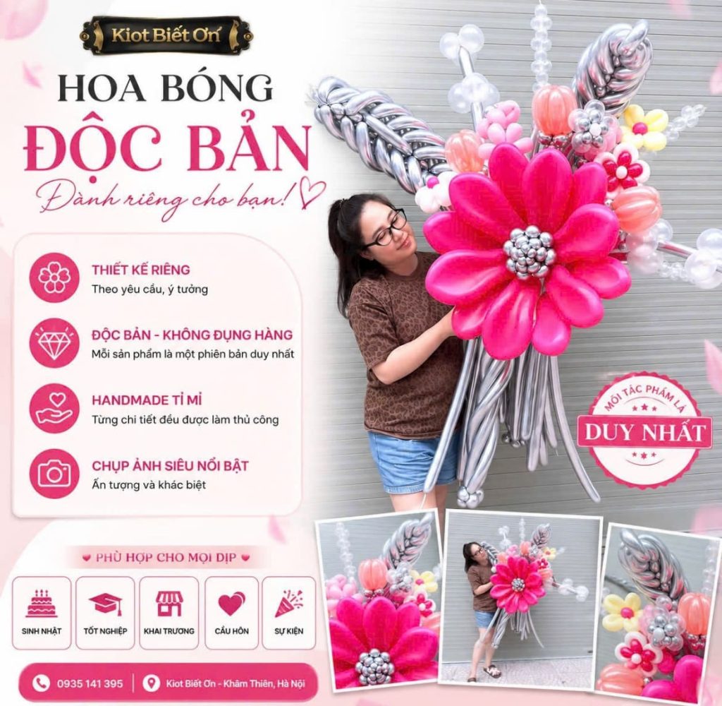 Nghệ nhân Đặng Thùy Linh – Founder Kiot Biết Ơn nâng tầm nghệ thuật hoa bóng bay tại Hà Nội