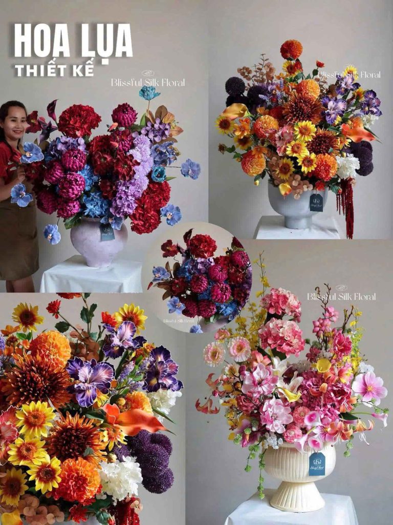 Những thiết kế hoa lụa mang màu sắc đa dạng, cho thấy hướng đi riêng của Bliss Silk Floral trong việc đưa hoa vào không gian sống